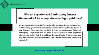 Hire an experienced Bankruptcy Lawyer Richmond VA for comprehensive legal guidan