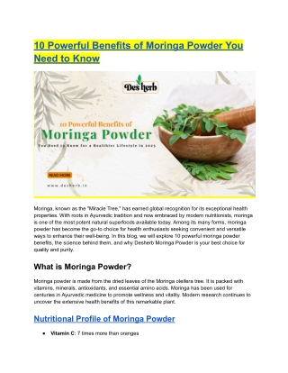 10 Powerful Benefits of Moringa Powder You Need to Know