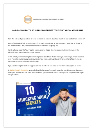 HAIR DRESSING FACTS- 10 SURPRISING THINGS YOU DIDN'T KNOW ABOUT HAIR