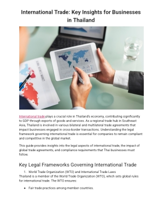 International Trade: Key Insights for Businesses in Thailand