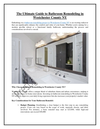 The Ultimate Guide to Bathroom Remodeling in Westchester County NY