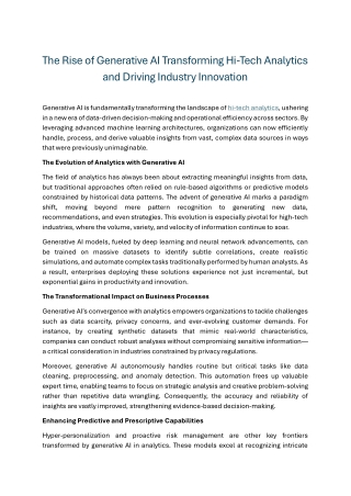The Rise of Generative AI Transforming Hi-Tech Analytics and Driving Industry Innovation