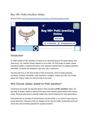 Buy 100  Polki Jewellery Online