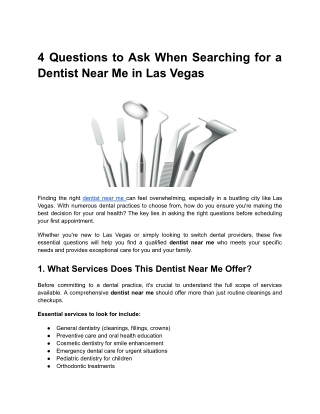 4 Questions to Ask When Searching for a Dentist Near Me in Las Vegas