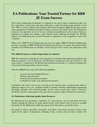 EA Publications Your Trusted Partner for RRB JE Exam Success