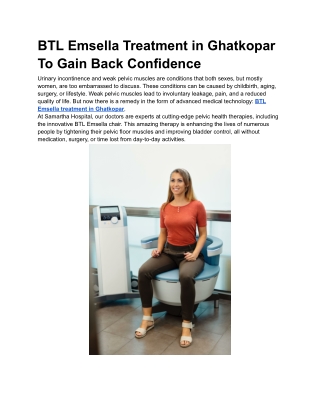 BTL Emsella Treatment in Ghatkopar To Gain Back Confidence