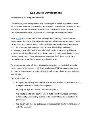 K12 Course Development