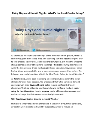 Rainy Days and Humid Nights: What’s the Ideal Cooler Setup?