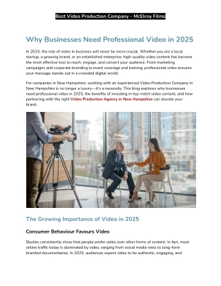 Why Businesses Need Professional Video in 2025