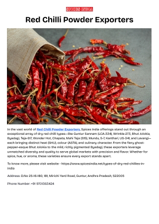 Red Chilli Powder Exporters