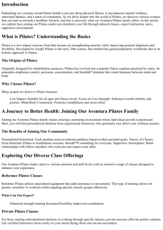 A Journey to Better Health: Joining Our Aventura Pilates Family