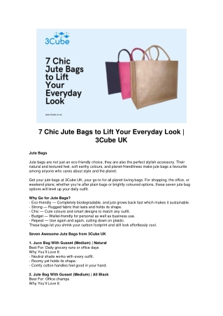 7 Chic Jute Bags to Lift Your Everyday Look | 3cube UK
