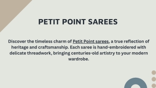 Timeless petit point sarees made with fine hand stitching at Prastuti Designs