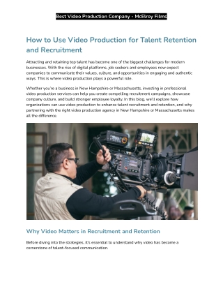 How to use video production for talent retention and recruitment