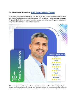 Ent specialist in dubai Dr. Muddazir Ibrahim