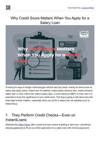 Why Credit Score Matters When You Apply for a Salary Loan Online