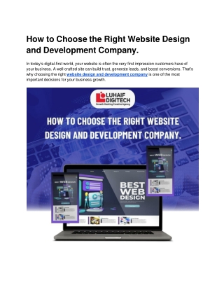 How to Choose the Right Website Design and Development Company.