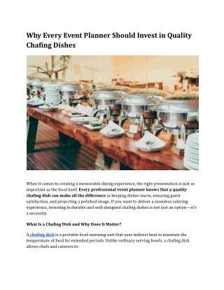 Why Every Event Planner Should Invest in Quality Chafing Dishes