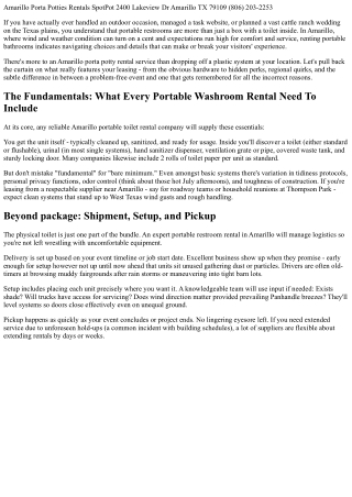 What is Consisted of When You Rent from an Amarillo Portable Restroom Company?