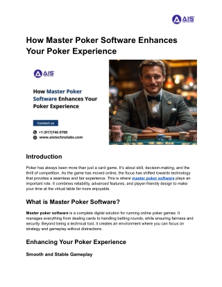 How Master Poker Software Enhances Your Poker Experience