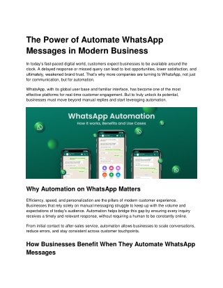 The Power of Automate WhatsApp Messages in Modern Business
