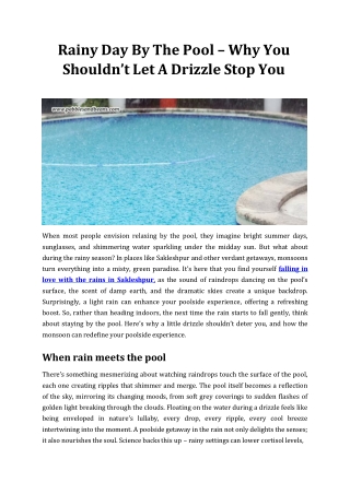 Rainy Day By The Pool – Why You Shouldn’t Let A Drizzle Stop You