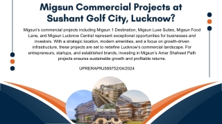 Invest in Migsun Commercial Projects at Sushant Golf City, Lucknow