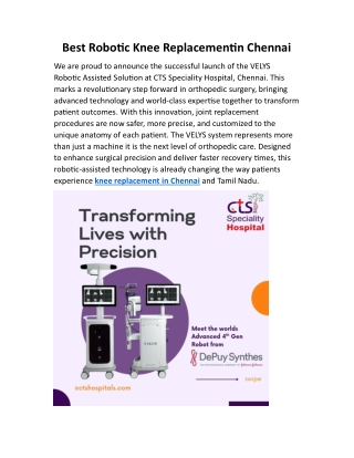 Best Robotic Knee Replacementin chennai