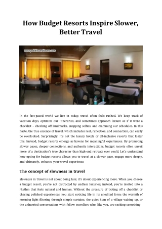 How Budget Resorts Inspire Slower, Better Travel