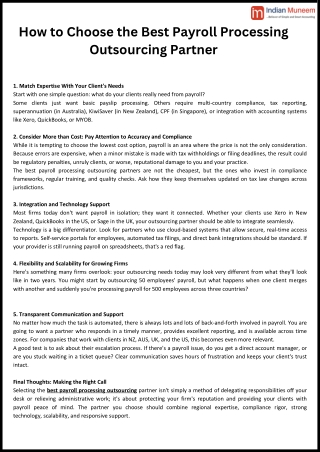 Choosing the Best Payroll Processing Outsourcing Partner: What Firms Should Know