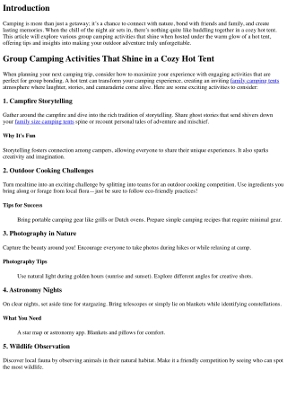 Group Camping Activities That Shine in a Cozy Hot Tent