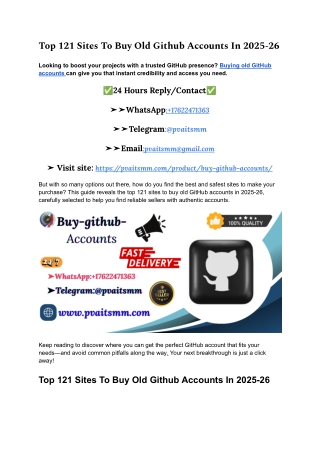 Top 121 Sites To Buy Old Github Accounts In 2025-26