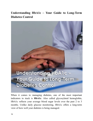 understanding Hba1c - Your Guide to Long-Term diabetes Control