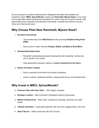 Plots near Ramohalli Mysore Road