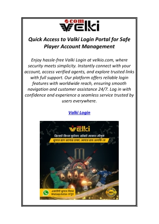 Quick Access to Valki Login Portal for Safe Player Account Management