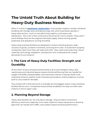 The Untold Truth About Building for Heavy-Duty Business Needs