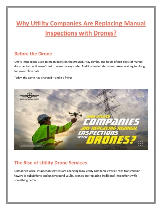 Why Utility Companies Are Replacing Manual Inspections with Drones