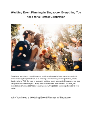 Wedding Event Planning in Singapore