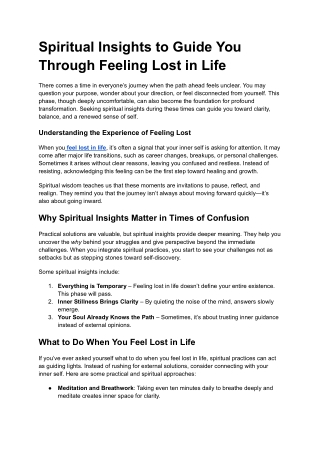 Spiritual Insights to Guide You Through Feeling Lost in Life