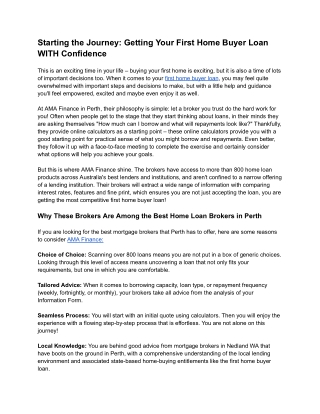 First Home Buyer Loan Guide – AMA Finance Perth Mortgage Experts