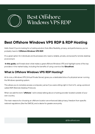 offshore Windows VPS RDP