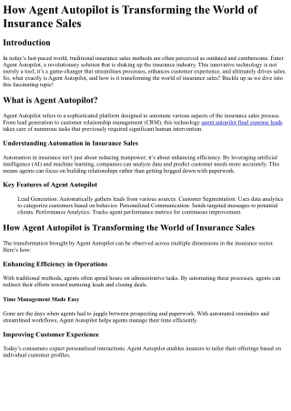 How Agent Autopilot is Transforming the World of Insurance Sales