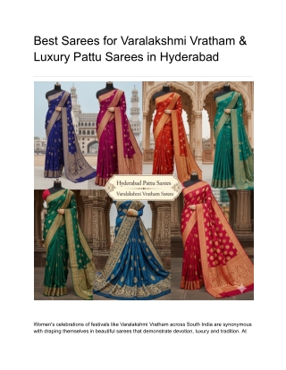Best Sarees for Varalakshmi Vratham & Luxury Pattu Sarees in Hyderabad
