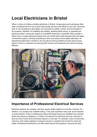 Local Electricians in Bristol