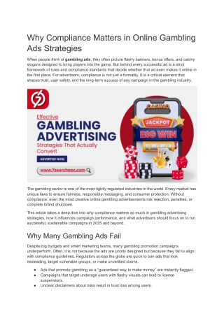 Why Compliance Matters in Online Gambling Ads Strategies