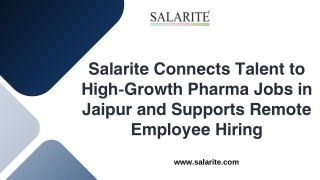 Salarite Connects Talent to High-Growth Pharma Jobs in Jaipur and Supports Remote Employee Hiring