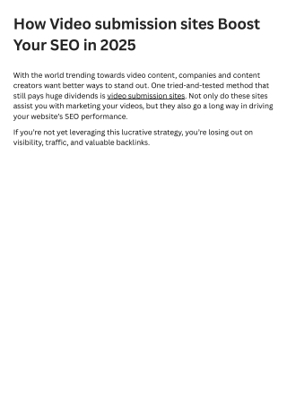 How Video submission sites Boost Your SEO in 2025