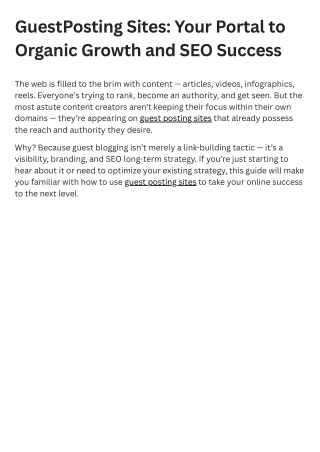 GuestPosting Sites Your Portal to Organic Growth and SEO Success