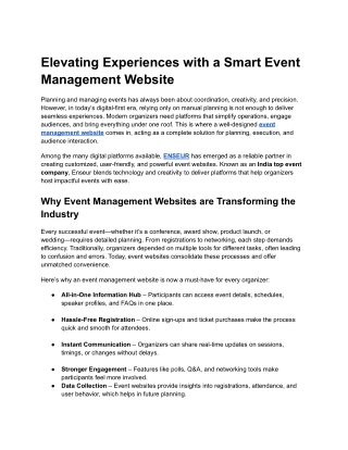 Elevating Experiences with a Smart Event Management Website