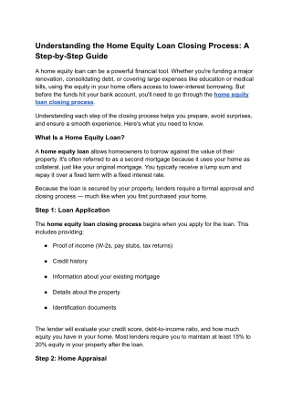 home equity loan closing process